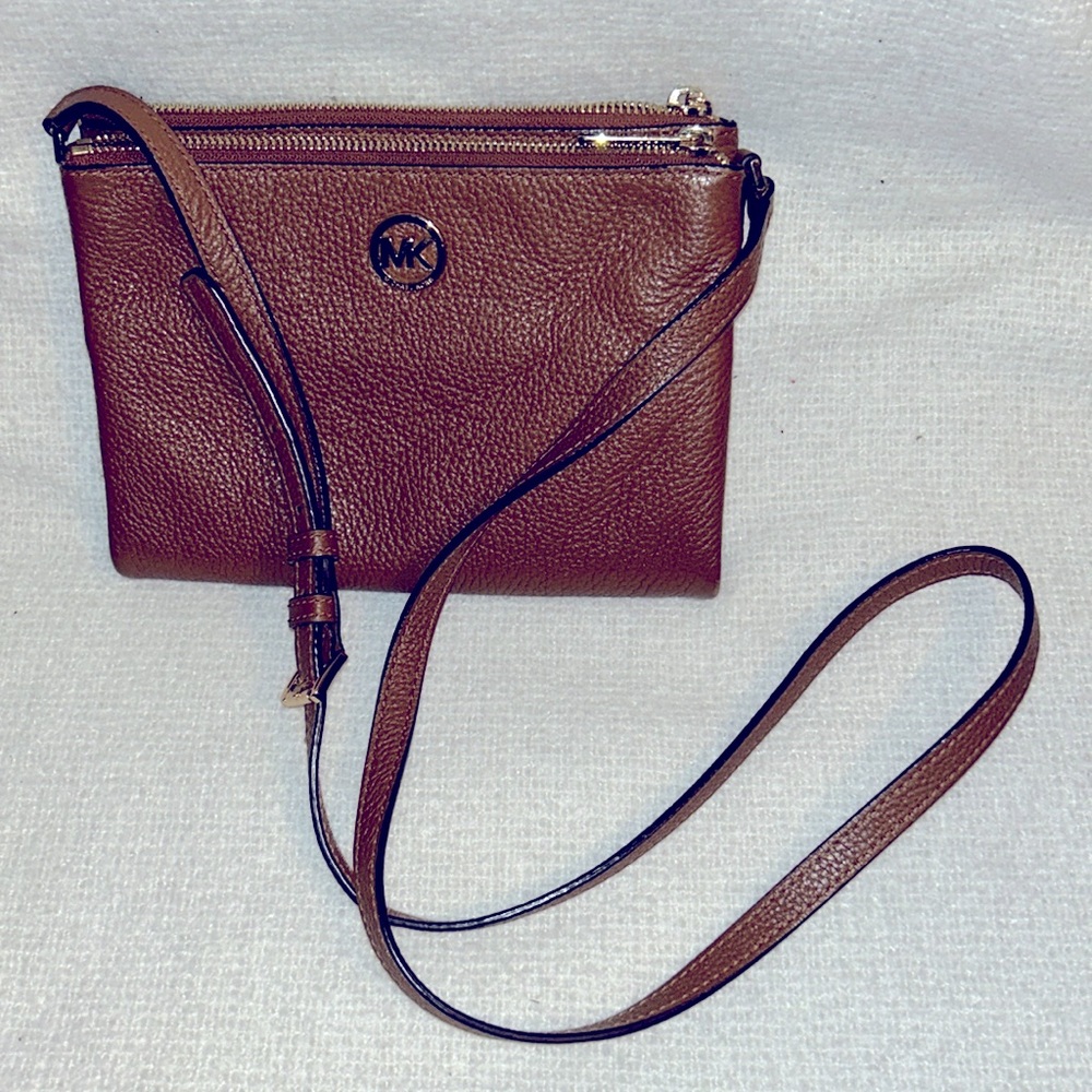 Michael Kors Leather Fulton Double-Zip Crossbody Purse